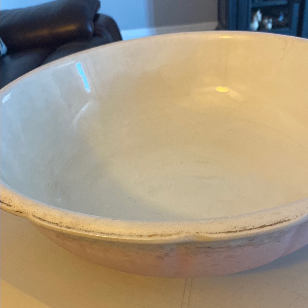 Homer Laughlin Cream and Pink Ceramic Bowl